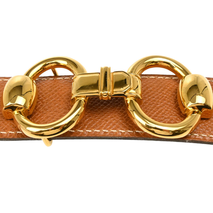 Hermes Brown Black Box Calf Courchevel Belt #70 Small Good