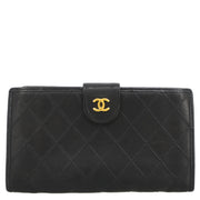 Chanel 1991-1994 Black Lambskin Bicolore Long Wallet