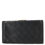 Chanel 1991-1994 Black Lambskin Bicolore Long Wallet
