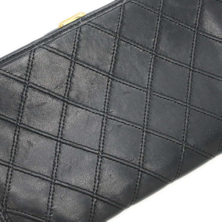 Chanel 1991-1994 Black Lambskin Bicolore Long Wallet