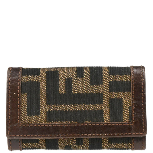Fendi Brown Zucca Six Hook Key Case Small Good
