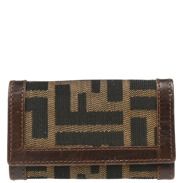 Fendi Brown Zucca Six Hook Key Case Small Good