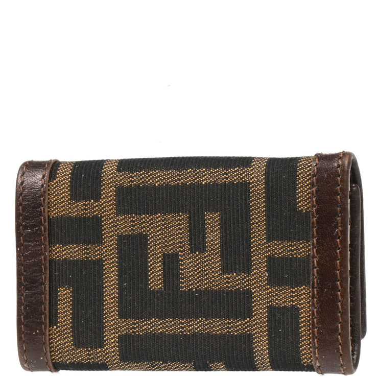 Fendi Brown Zucca Six Hook Key Case Small Good