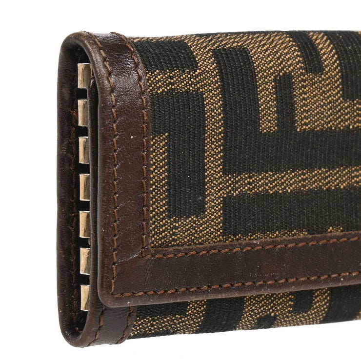 Fendi Brown Zucca Six Hook Key Case Small Good