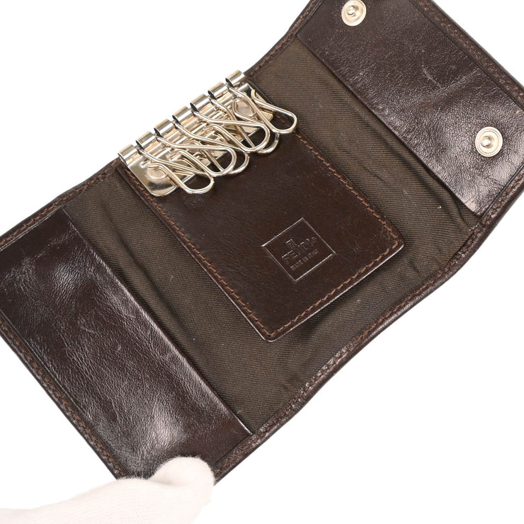 Fendi Brown Zucca Six Hook Key Case Small Good