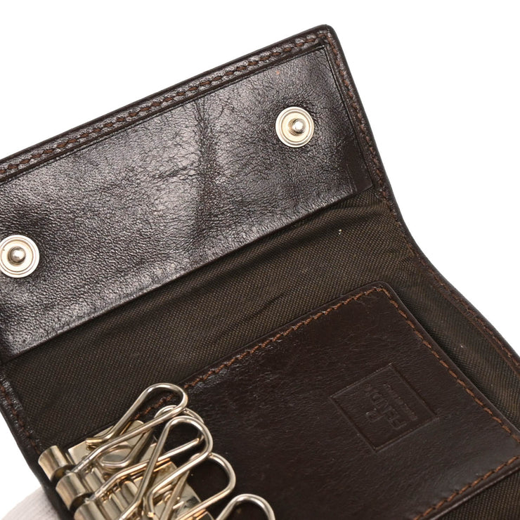 Fendi Brown Zucca Six Hook Key Case Small Good