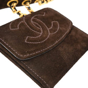 Chanel Brown Suede Waist Belt Bum Bag #75/30 Small Good
