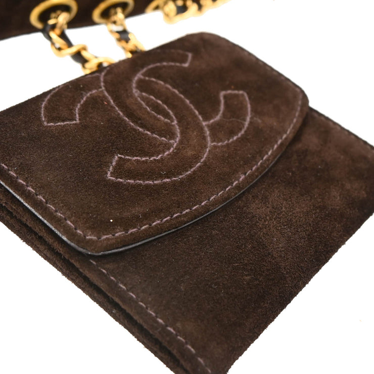 Chanel Brown Suede Waist Belt Bum Bag #75/30 Small Good