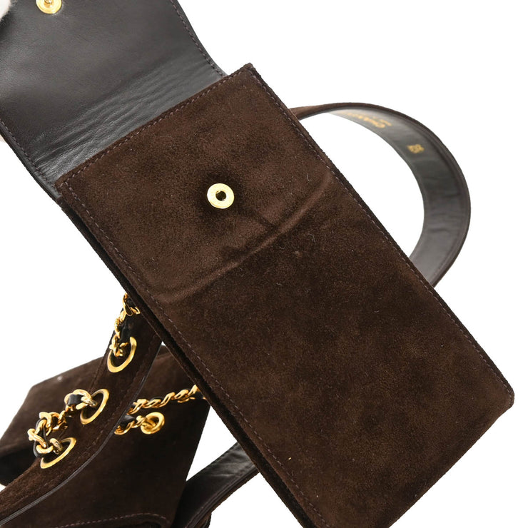 Chanel Brown Suede Waist Belt Bum Bag #75/30 Small Good