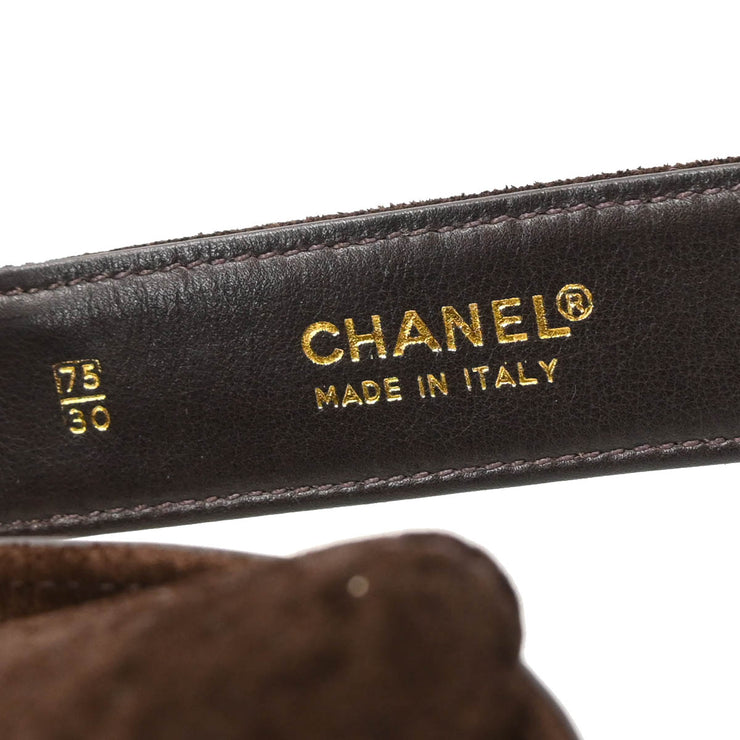 Chanel Brown Suede Waist Belt Bum Bag #75/30 Small Good