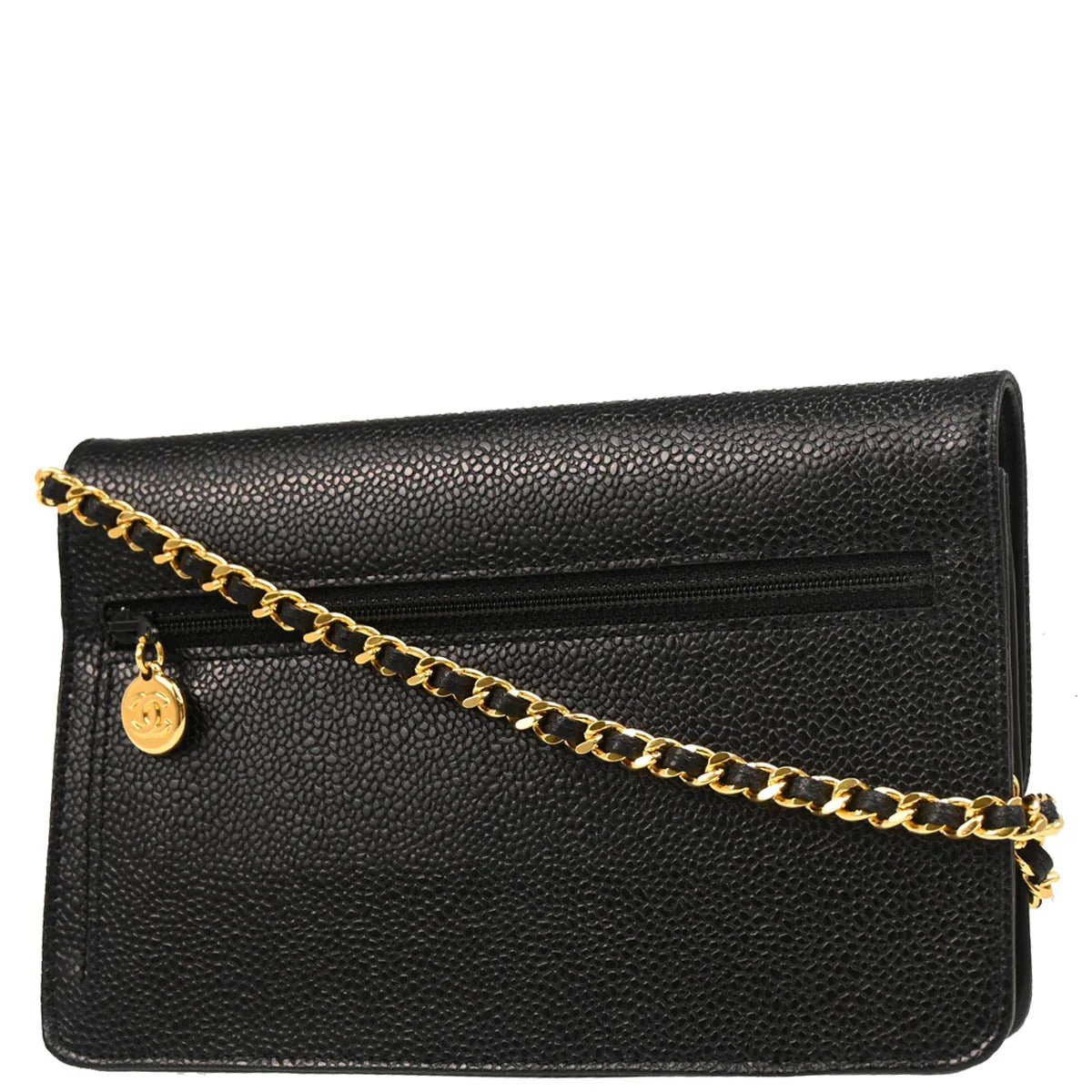 Chanel 1996-1997 Black Caviar Timeless WOC Chain Wallet Bag