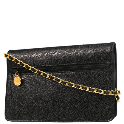 Chanel 1996-1997 Black Caviar Timeless WOC Chain Wallet Bag