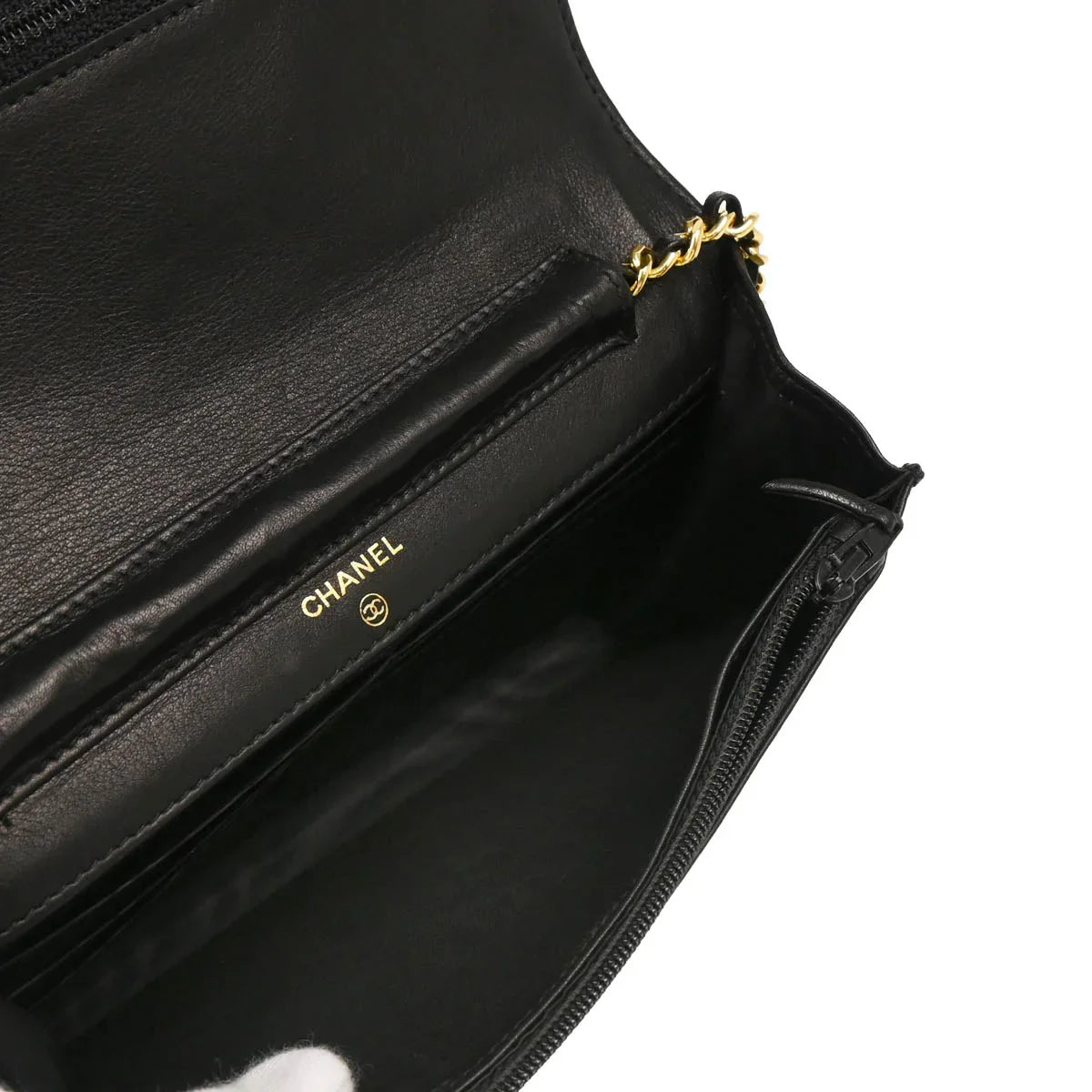 Chanel 1996-1997 Black Caviar Timeless WOC Chain Wallet Bag