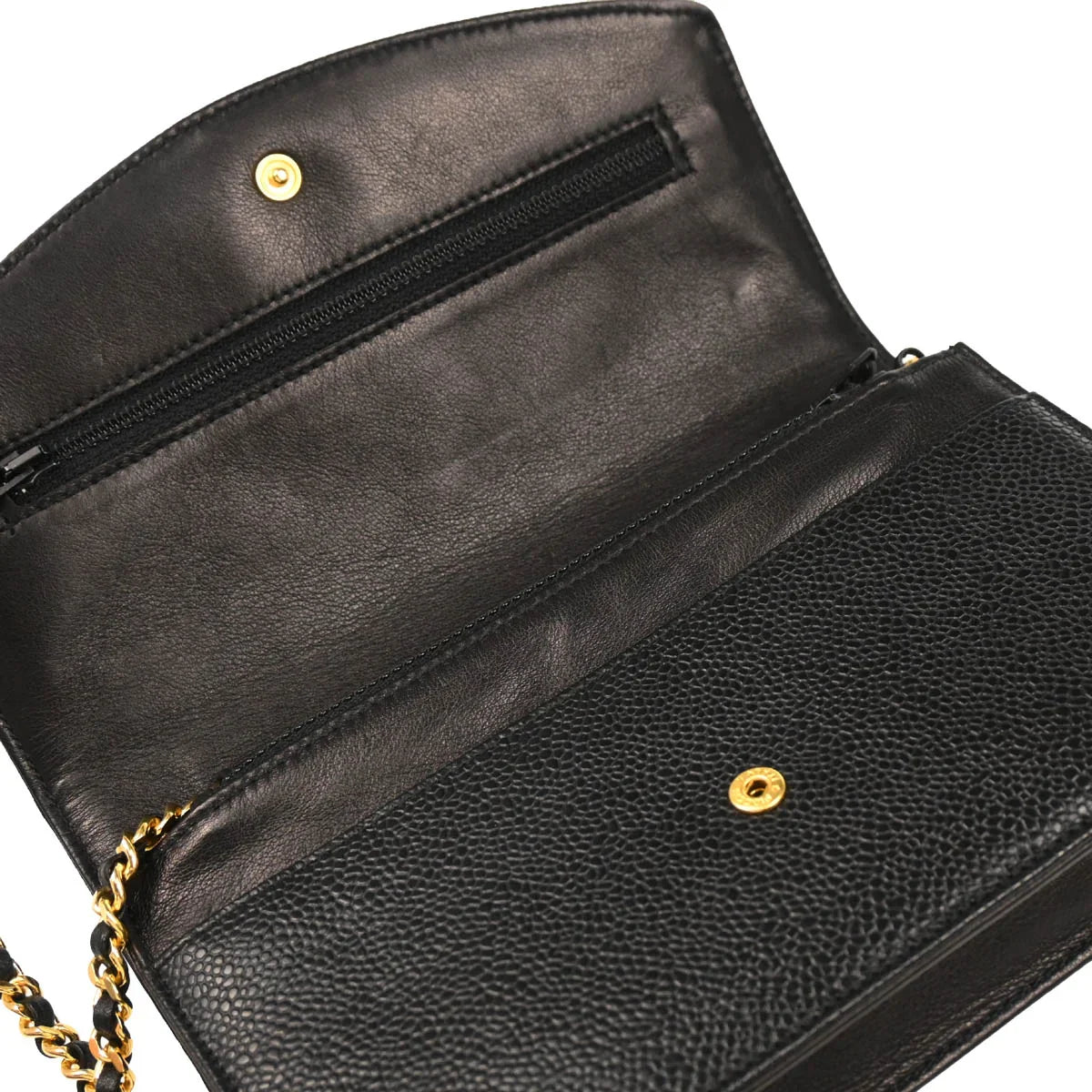 Chanel 1996-1997 Black Caviar Timeless WOC Chain Wallet Bag