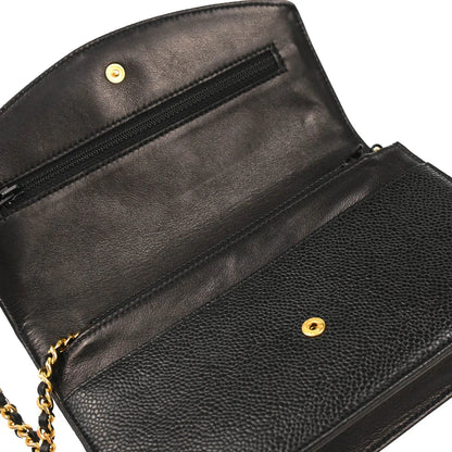 Chanel 1996-1997 Black Caviar Timeless WOC Chain Wallet Bag