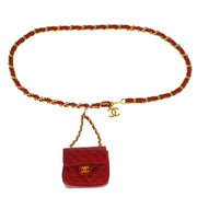 Chanel Red Lambskin Classic Flap Micro Bum Belt Bag