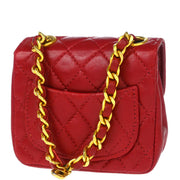 Chanel Red Lambskin Classic Flap Micro Bum Belt Bag