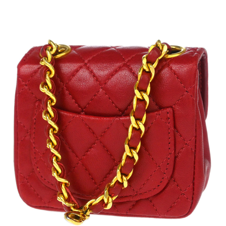 Chanel Red Lambskin Classic Flap Micro Bum Belt Bag
