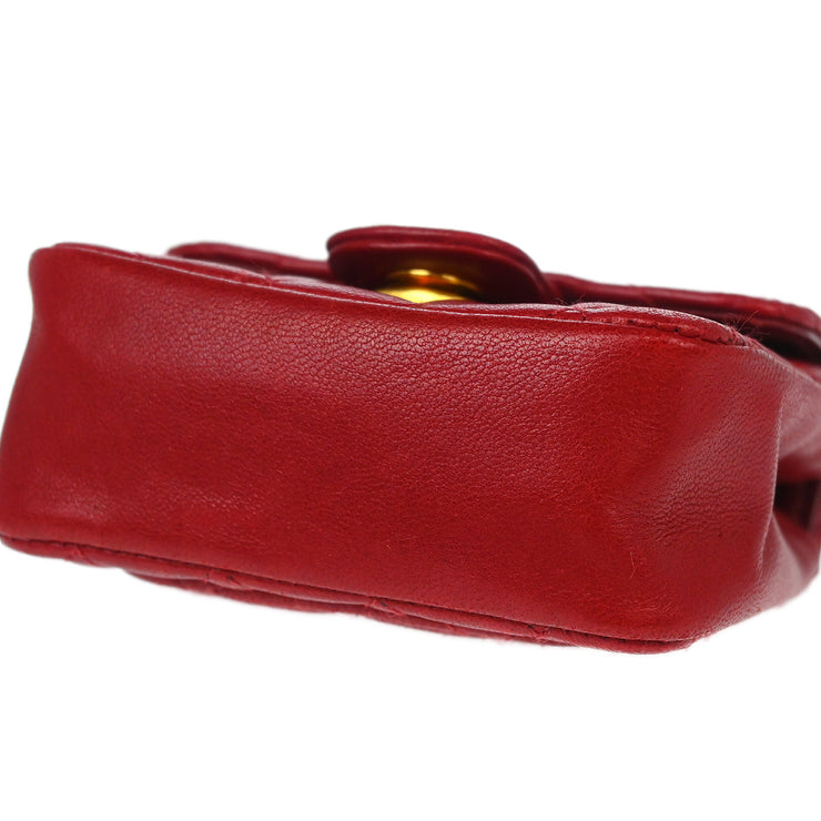 Chanel Red Lambskin Classic Flap Micro Bum Belt Bag