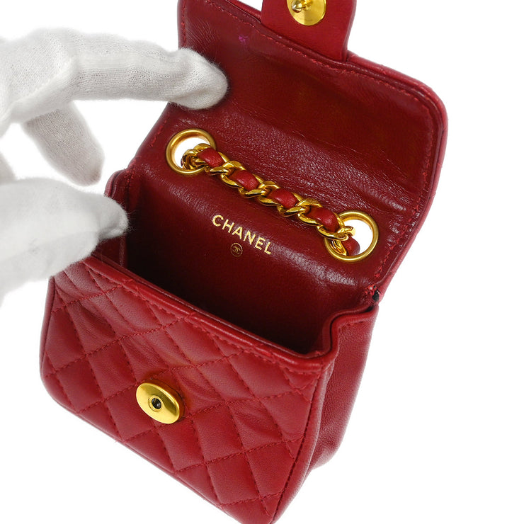Chanel Red Lambskin Classic Flap Micro Bum Belt Bag