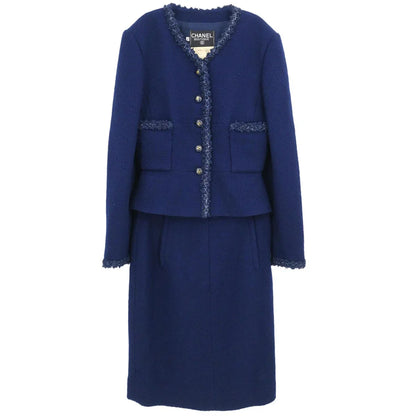 Chanel 1995 Setup Suit Jacket Skirt Navy #38