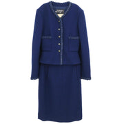 Chanel 1995 Setup Suit Jacket Skirt Navy #38