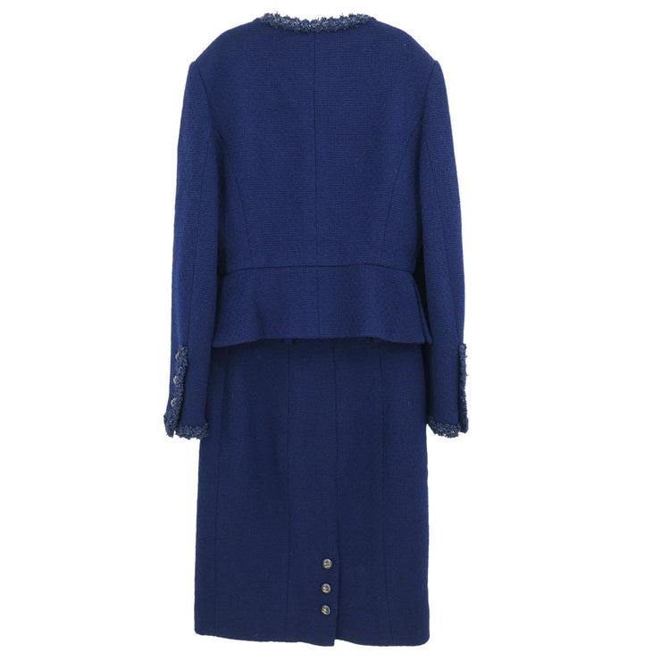 Chanel 1995 Setup Suit Jacket Skirt Navy #38