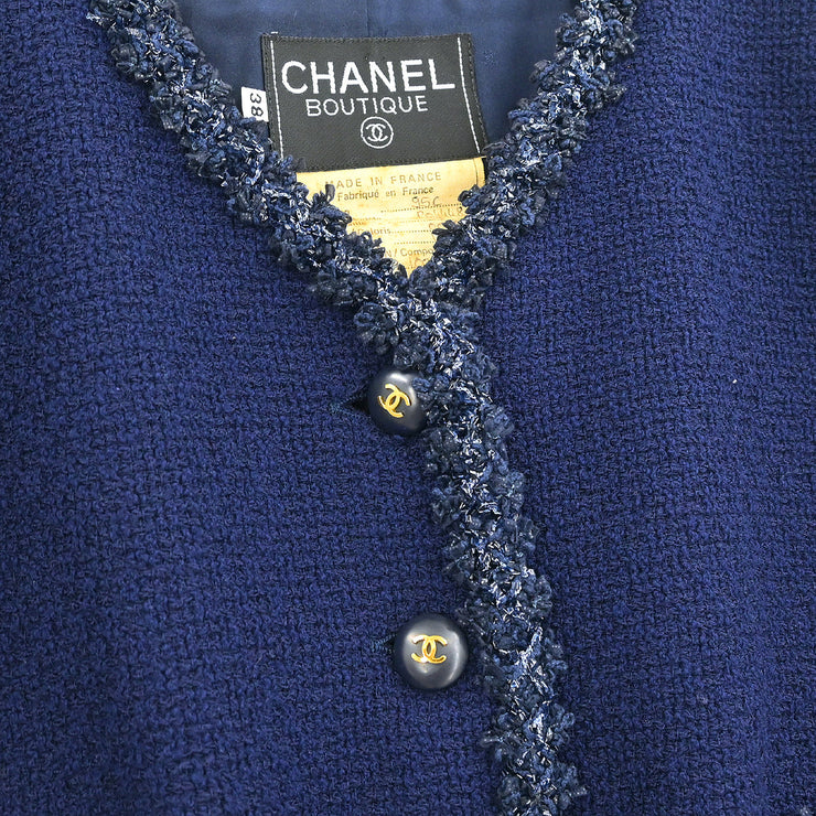 Chanel 1995 Setup Suit Jacket Skirt Navy #38