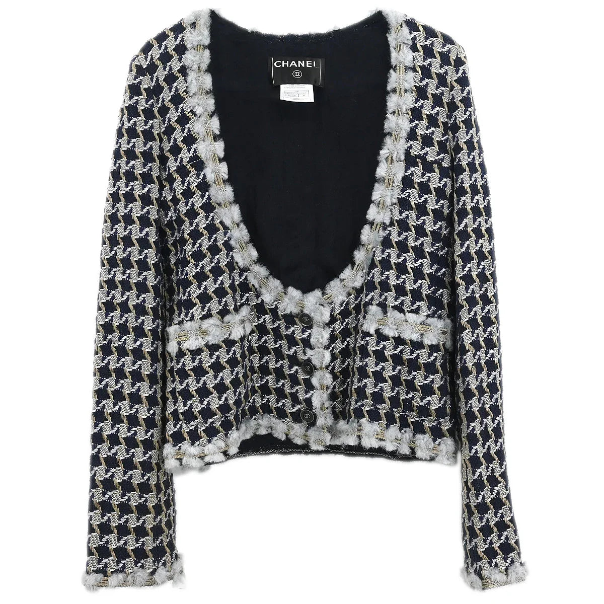 Chanel 2005 Single Breasted Jacket Navy #38