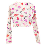 Chanel Lipstick Cropped T-shirt Top White #44