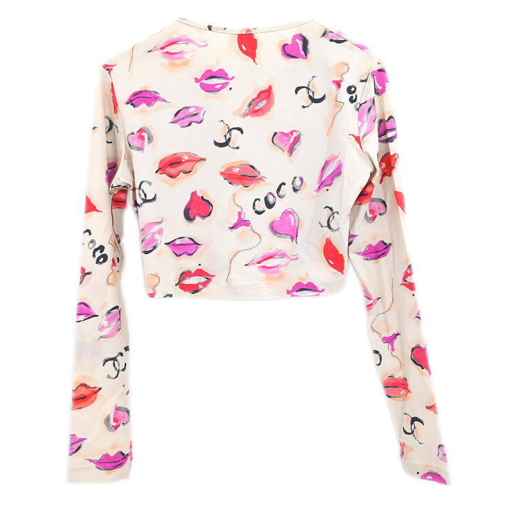 Chanel Lipstick Cropped T-shirt Top White #44