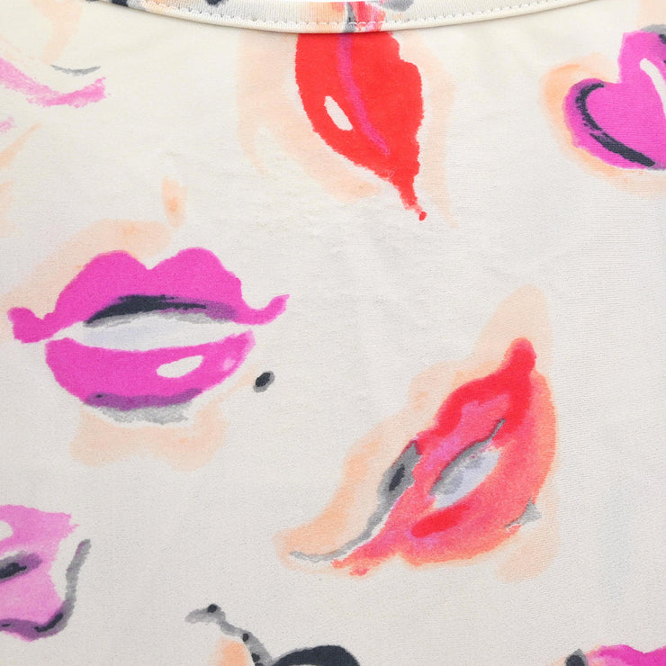 Chanel Lipstick Cropped T-shirt Top White #44