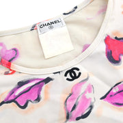 Chanel Lipstick Cropped T-shirt Top White #44