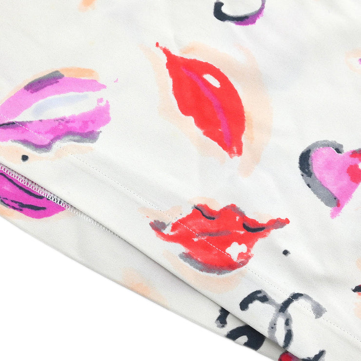 Chanel Lipstick Cropped T-shirt Top White #44