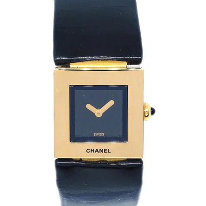 Chanel Matelasse Watch 18KYG Black