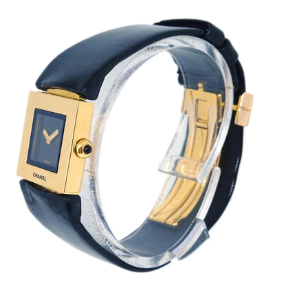 Chanel Matelasse Watch 18KYG Black