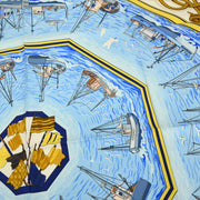Hermes Scarf Carre 90 Retour de Peche Blue Small Good