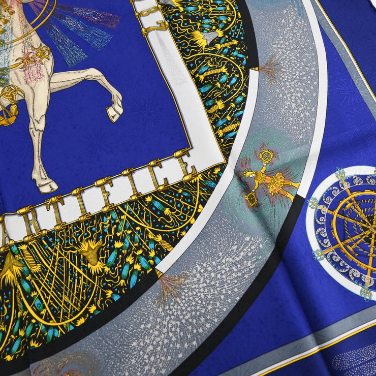 Hermes Scarf Carre 90 D'artifice Navy Small Good
