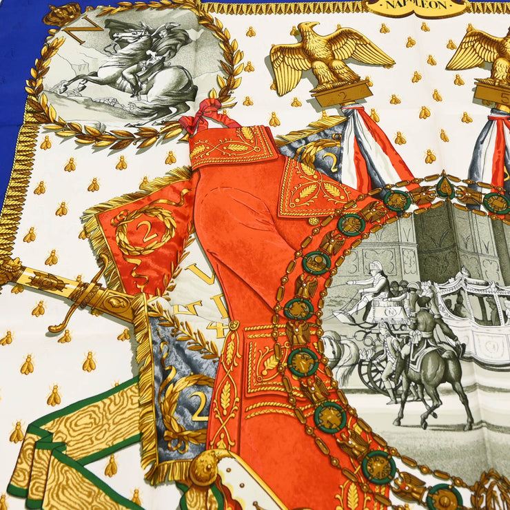 Hermes Scarf Carre 90 Napoleon Blue Small Good