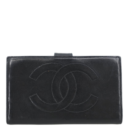 Chanel 1996-1997 Black Lambskin Long Wallet