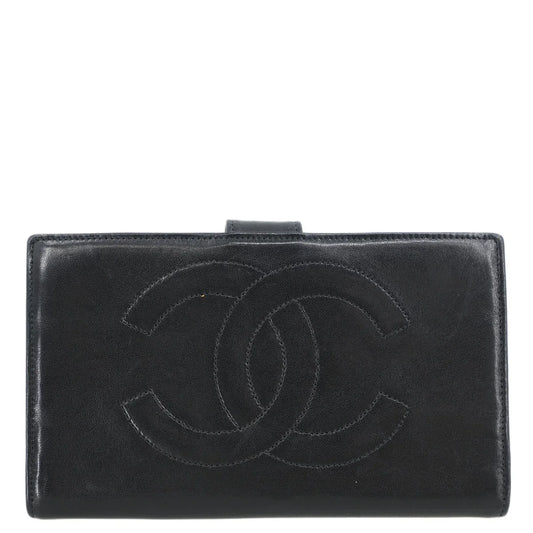 Chanel 1996-1997 Black Lambskin Long Wallet