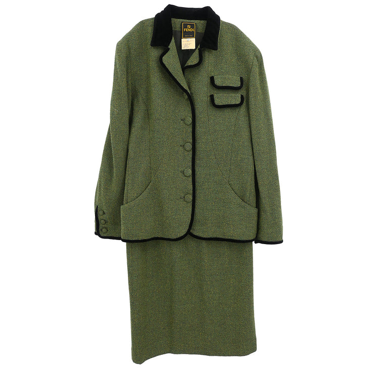 Fendi Setup Suit Jacket Skirt Green #42