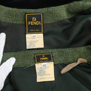 Fendi Setup Suit Jacket Skirt Green #42