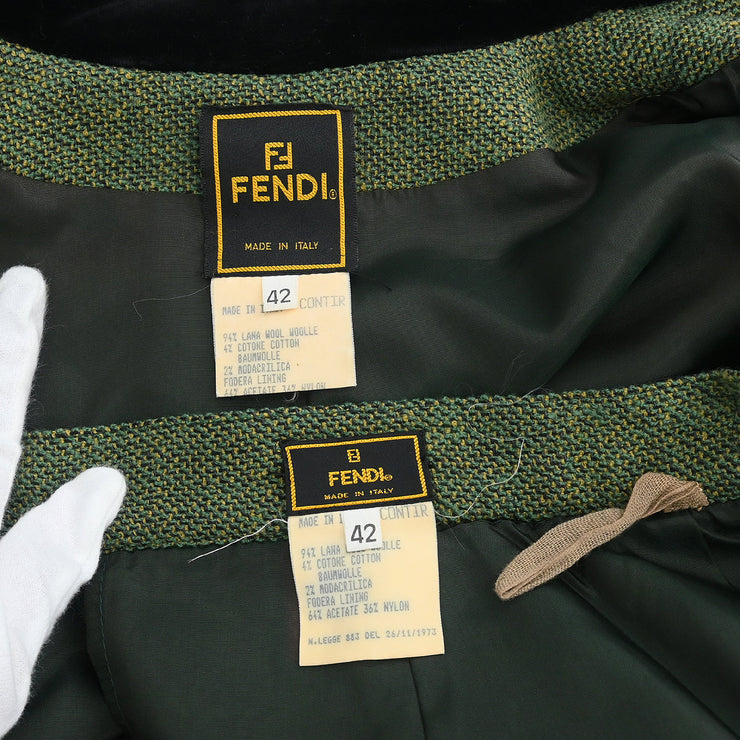 Fendi Setup Suit Jacket Skirt Green #42