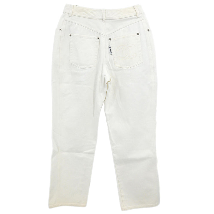 Chanel Long Denim Pants White #36