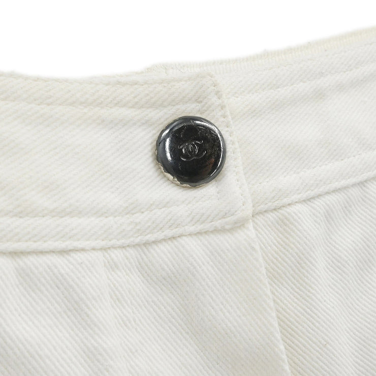 Chanel Long Denim Pants White #36