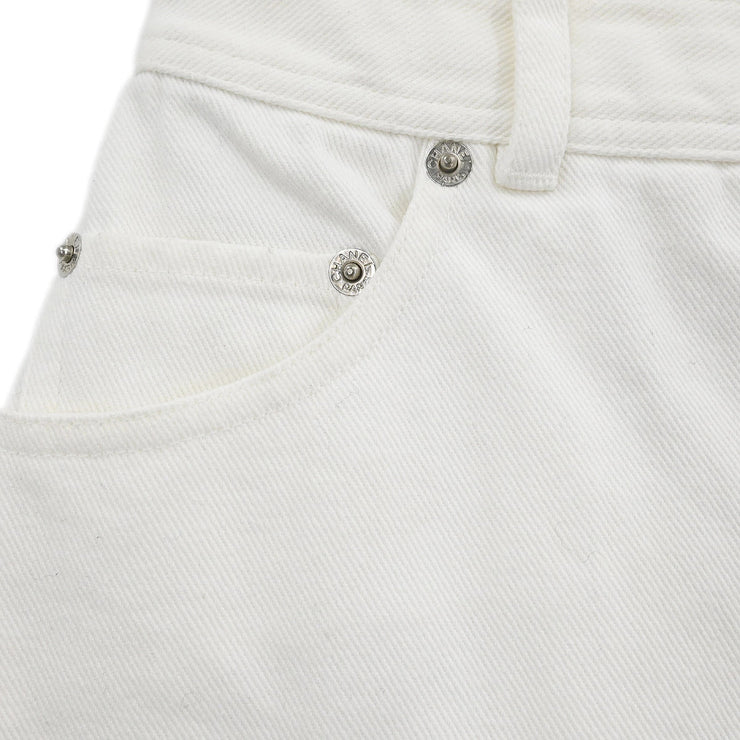 Chanel Long Denim Pants White #36