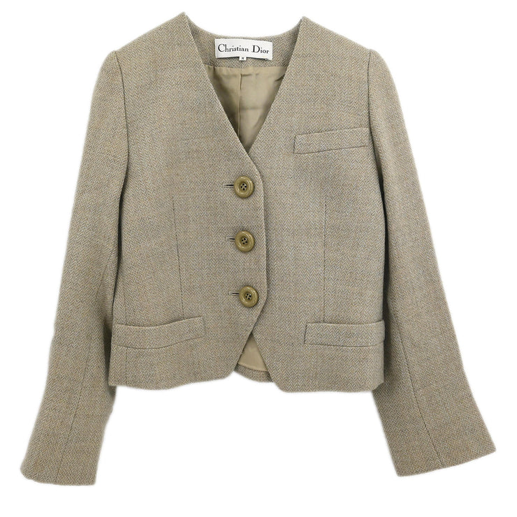 Christian Dior Collarless Jacket Gray #M