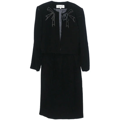 Christian Dior Setup Suit Jacket Skirt Black #9