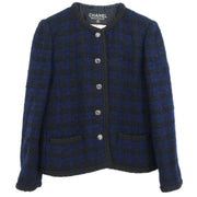 Chanel Single Breasted Collarless Jacket Navy #36